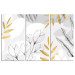Canvas Print Magnolia Flowers - Minimalist Plants in Gray and Gold 151786