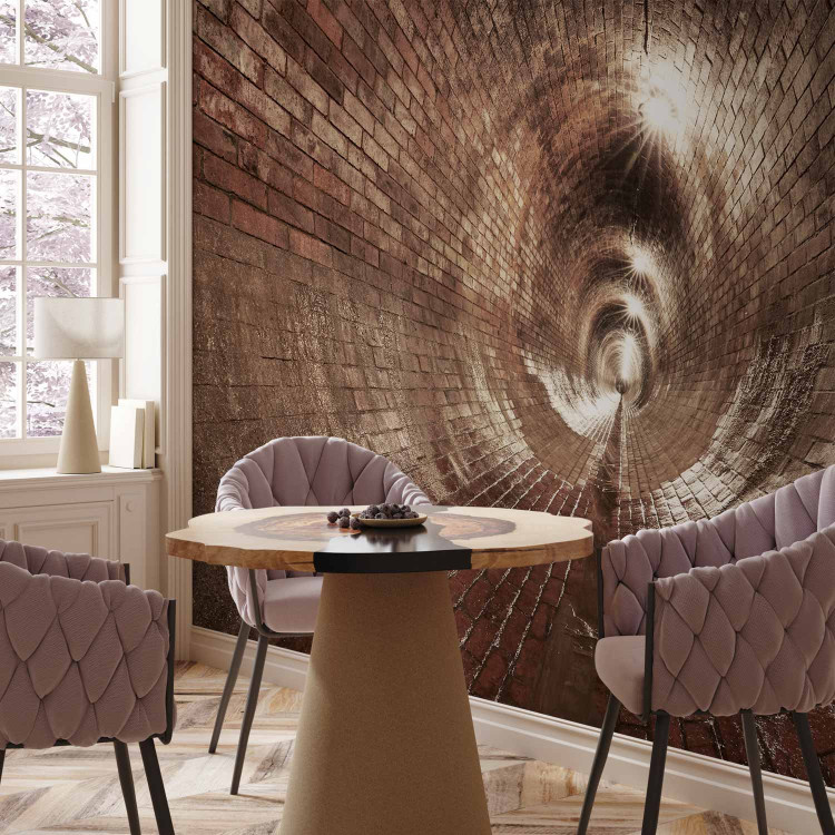 Wall Mural Underground corridor - brick tunnel with lights in urban canals 64486 additionalImage 4