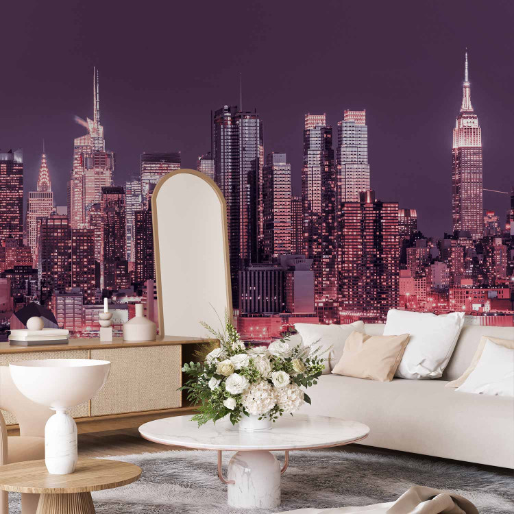 Wall Mural Purple night over Manhattan - cityscape of New York architecture 90186