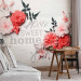 Photo Wallpaper Romantic house - red flowers with writing on a wood textured background 93086 additionalThumb 4