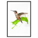 Wall Poster Hummingbird in Flight - Brown bird and spilled paint in green color 114396 additionalThumb 14
