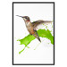Wall Poster Hummingbird in Flight - Brown bird and spilled paint in green color 114396 additionalThumb 13