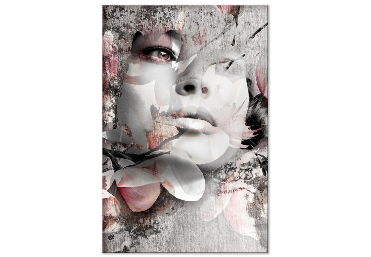 Canvas Print Blossoming Woman (1-part) - Plant Motif Permeating the Face 115196