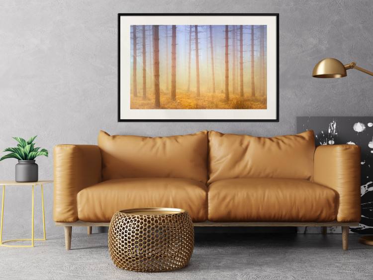 Poster Misty Forest - landscape of bare trees in brown-orange hues 117296 additionalImage 22