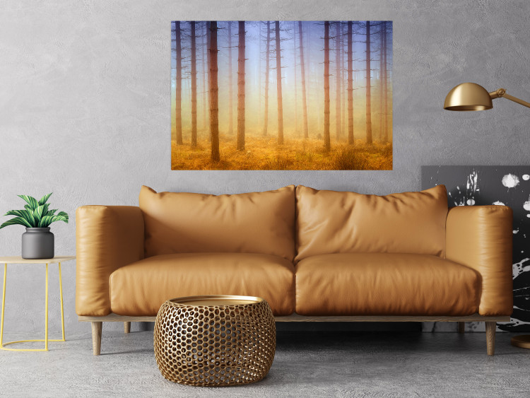 Poster Misty Forest - landscape of bare trees in brown-orange hues 117296 additionalImage 21