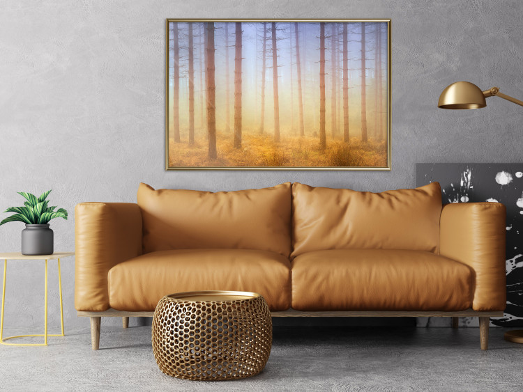 Poster Misty Forest - landscape of bare trees in brown-orange hues 117296 additionalImage 7