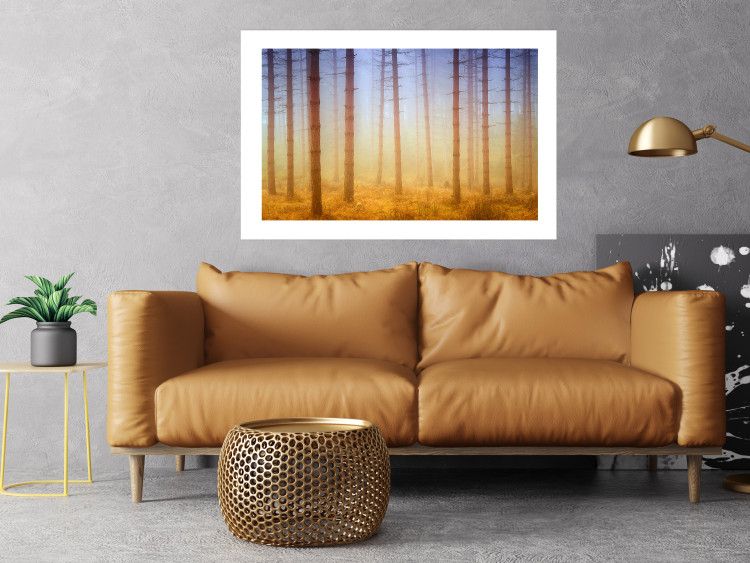 Poster Misty Forest - landscape of bare trees in brown-orange hues 117296 additionalImage 2