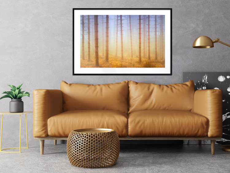 Poster Misty Forest - landscape of bare trees in brown-orange hues 117296 additionalImage 6