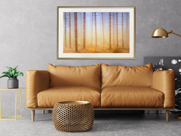 Poster Misty Forest - landscape of bare trees in brown-orange hues 117296 additionalImage 23