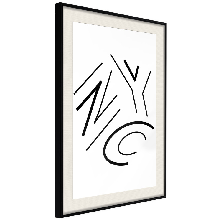 Wall Poster NYC - black and white minimalist composition with the acronym of a US city 117396 additionalImage 3