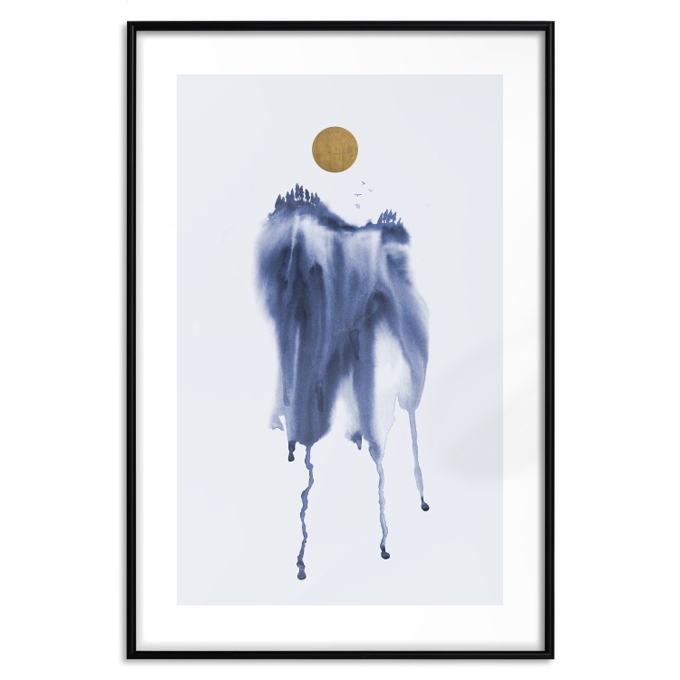 Poster Watercolor Abstraction - winter composition with a forest landscape and sun 117596 additionalImage 15