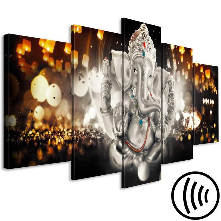 Canvas Art Print Peaceful Buddha - Buddhist oriental theme with candles in the air 118196 additionalImage 6
