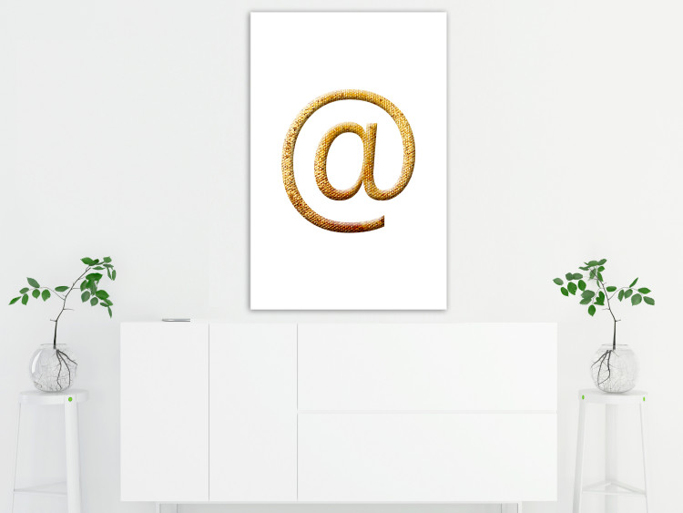 Canvas Art Print Monkey symbol - golden, minimalist monkey sign on white background ideal for teenager room 118296 additionalImage 3