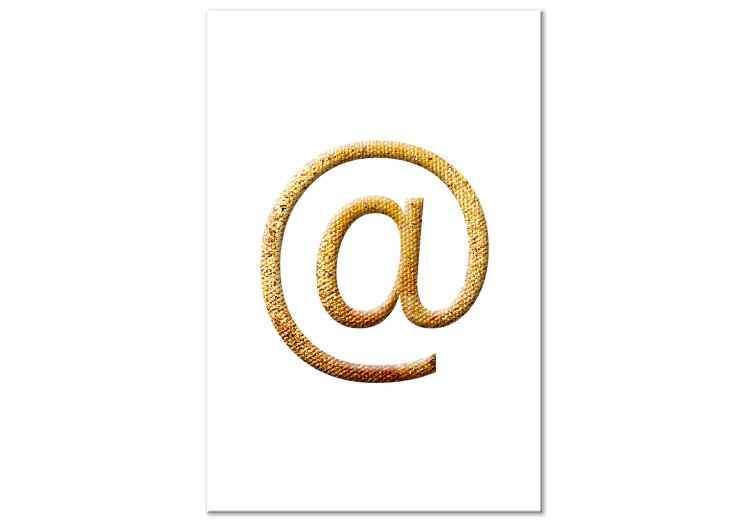 Canvas Art Print Monkey symbol - golden, minimalist monkey sign on white background ideal for teenager room 118296