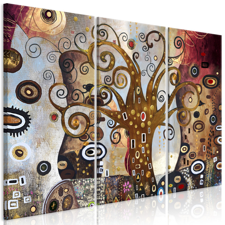 Canvas Art Print Tree in Abstract Details (3-part) - Colorful Elements 118496 additionalImage 2