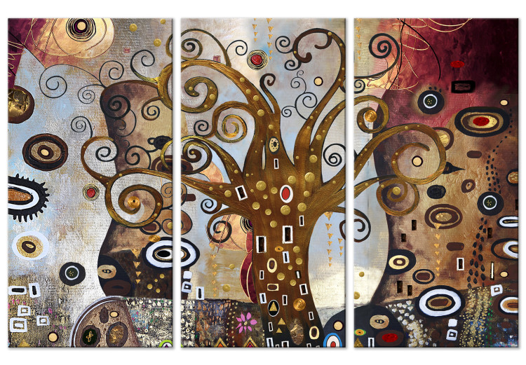 Canvas Art Print Tree in Abstract Details (3-part) - Colorful Elements 118496