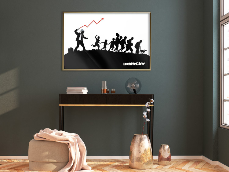 Wall Poster Race - black and white mural with a group of people in Banksy and street art style 118696 additionalImage 10