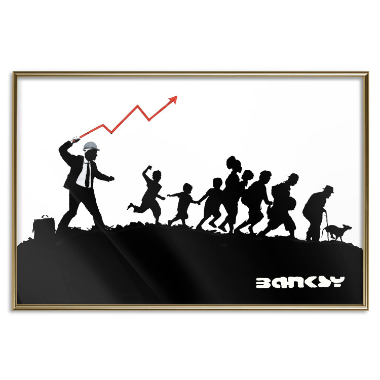 Wall Poster Race - black and white mural with a group of people in Banksy and street art style 118696 additionalImage 16