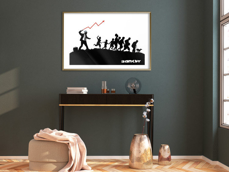 Wall Poster Race - black and white mural with a group of people in Banksy and street art style 118696 additionalImage 13
