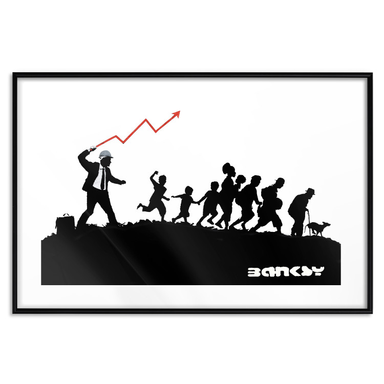 Wall Poster Race - black and white mural with a group of people in Banksy and street art style 118696 additionalImage 15