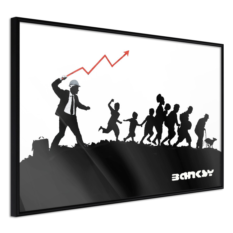 Wall Poster Race - black and white mural with a group of people in Banksy and street art style 118696 additionalImage 2