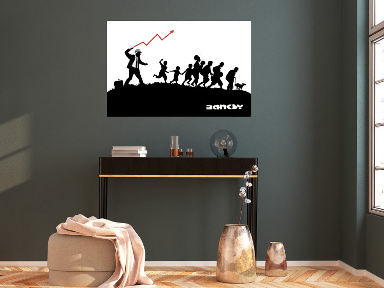 Wall Poster Race - black and white mural with a group of people in Banksy and street art style 118696 additionalImage 17