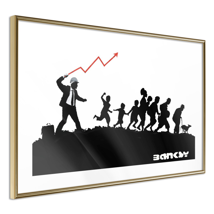 Wall Poster Race - black and white mural with a group of people in Banksy and street art style 118696 additionalImage 11