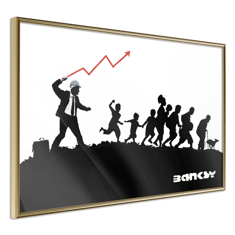Wall Poster Race - black and white mural with a group of people in Banksy and street art style 118696 additionalImage 3
