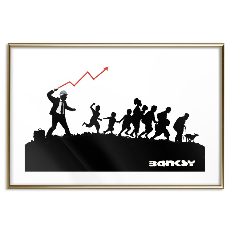 Wall Poster Race - black and white mural with a group of people in Banksy and street art style 118696 additionalImage 14