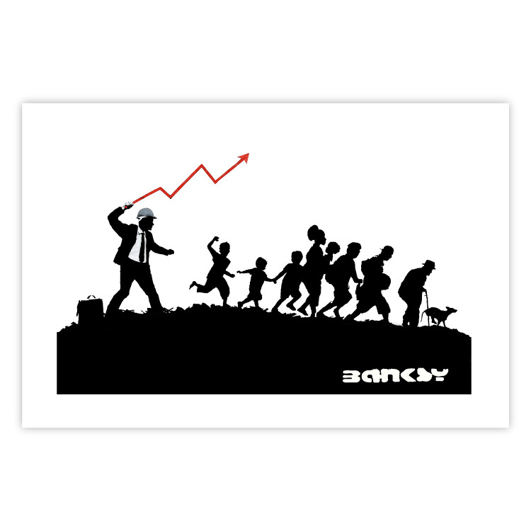 Wall Poster Race - black and white mural with a group of people in Banksy and street art style 118696 additionalImage 19