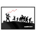 Wall Poster Race - black and white mural with a group of people in Banksy and street art style 118696 additionalThumb 18