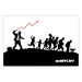 Wall Poster Race - black and white mural with a group of people in Banksy and street art style 118696