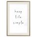 Wall Poster Keep Life Simple - black English text on a white background 122896 additionalThumb 19