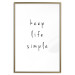 Wall Poster Keep Life Simple - black English text on a white background 122896 additionalThumb 14