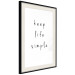 Wall Poster Keep Life Simple - black English text on a white background 122896 additionalThumb 3