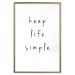 Wall Poster Keep Life Simple - black English text on a white background 122896 additionalThumb 20