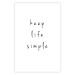 Wall Poster Keep Life Simple - black English text on a white background 122896 additionalThumb 25
