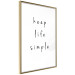 Wall Poster Keep Life Simple - black English text on a white background 122896 additionalThumb 14