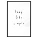 Wall Poster Keep Life Simple - black English text on a white background 122896 additionalThumb 17