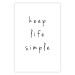 Wall Poster Keep Life Simple - black English text on a white background 122896