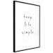 Wall Poster Keep Life Simple - black English text on a white background 122896 additionalThumb 11