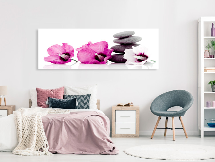 Canvas Print Pink flowers and stones - feng shui composition with mallow and stones 123396 additionalImage 3