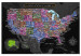Canvas Multicoloured map of North America - on black background 127896
