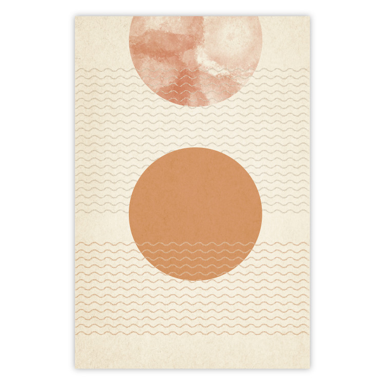 Wall Poster Sun Eclipse - orange circles and stripes in an abstract motif 131796