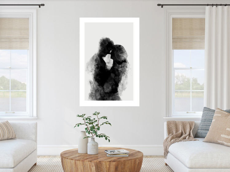 Poster Memory of a Kiss - black enamored couple in a watercolor motif 131996 additionalImage 5