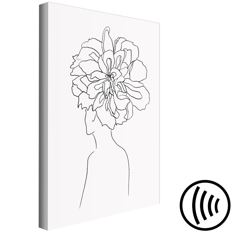 Canvas Print Flowers in hair - a linear woman silhouette with flower 132096 additionalImage 6