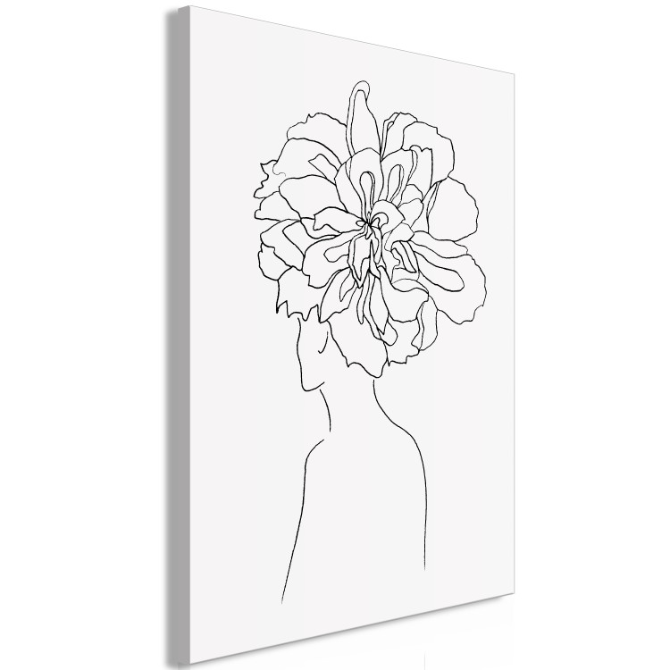 Canvas Print Flowers in hair - a linear woman silhouette with flower 132096 additionalImage 2