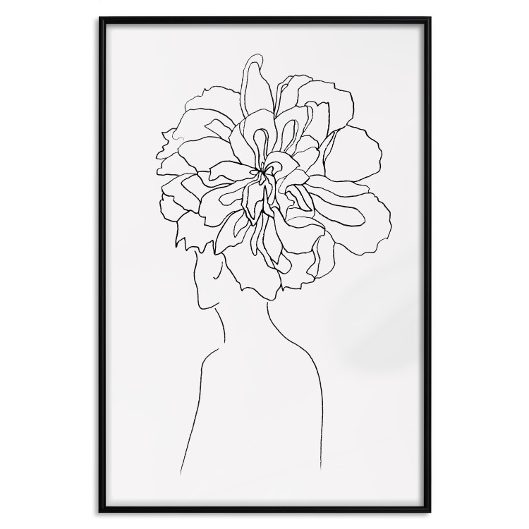 Wall Poster Center of Memories - abstract line art of a woman with flowers on her head 132196 additionalImage 18