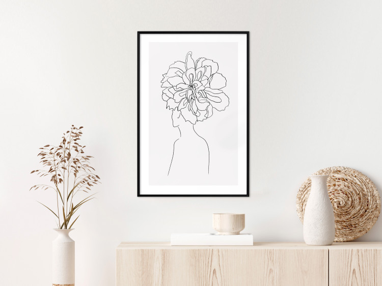 Wall Poster Center of Memories - abstract line art of a woman with flowers on her head 132196 additionalImage 17