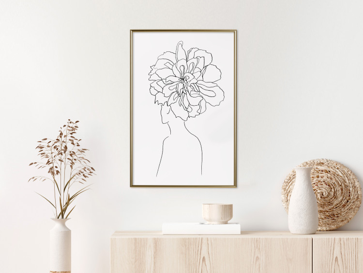 Wall Poster Center of Memories - abstract line art of a woman with flowers on her head 132196 additionalImage 7
